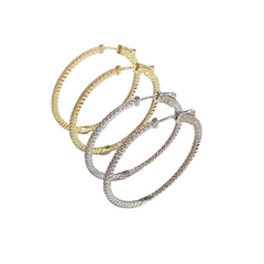 French Clasp Pave Medium 1.5” Hoops